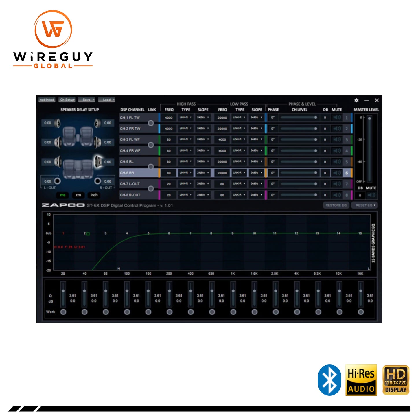 Zapco 6-Channel Class-A/B Amplifier with DSP - 6x 100w @ 4 OHM