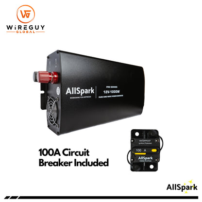 AllSpark 12V 1000 Watt PRO Series Pure Sine Wave Inverter with CB