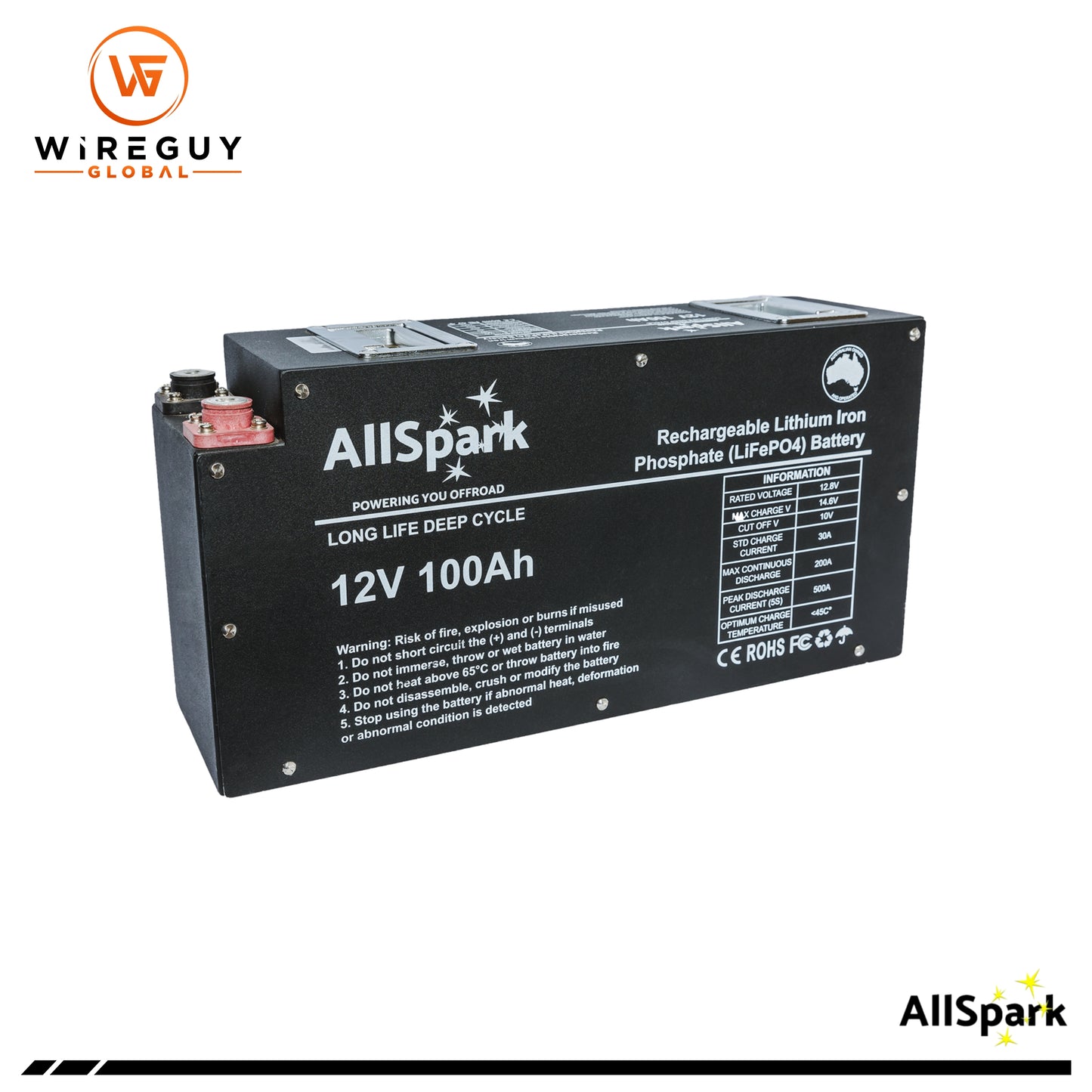 AllSpark Slimline 12V 100AH High Performance LiFePO4 Lithium Battery