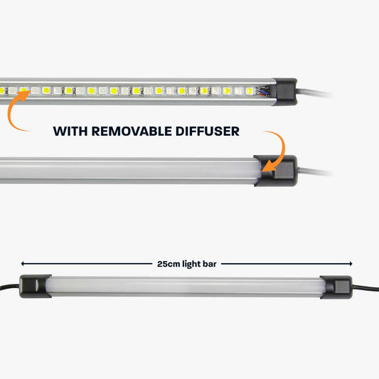 Hardkorr 25cm Tri-Colour LED Light Bar with Diffuser