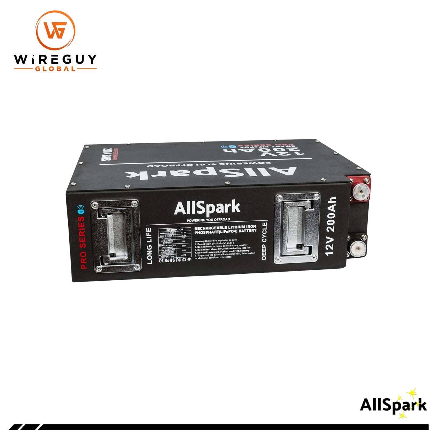 AllSpark - Pro-Series 12V 200Ah Slimline LiFePO4 Battery with Bluetooth