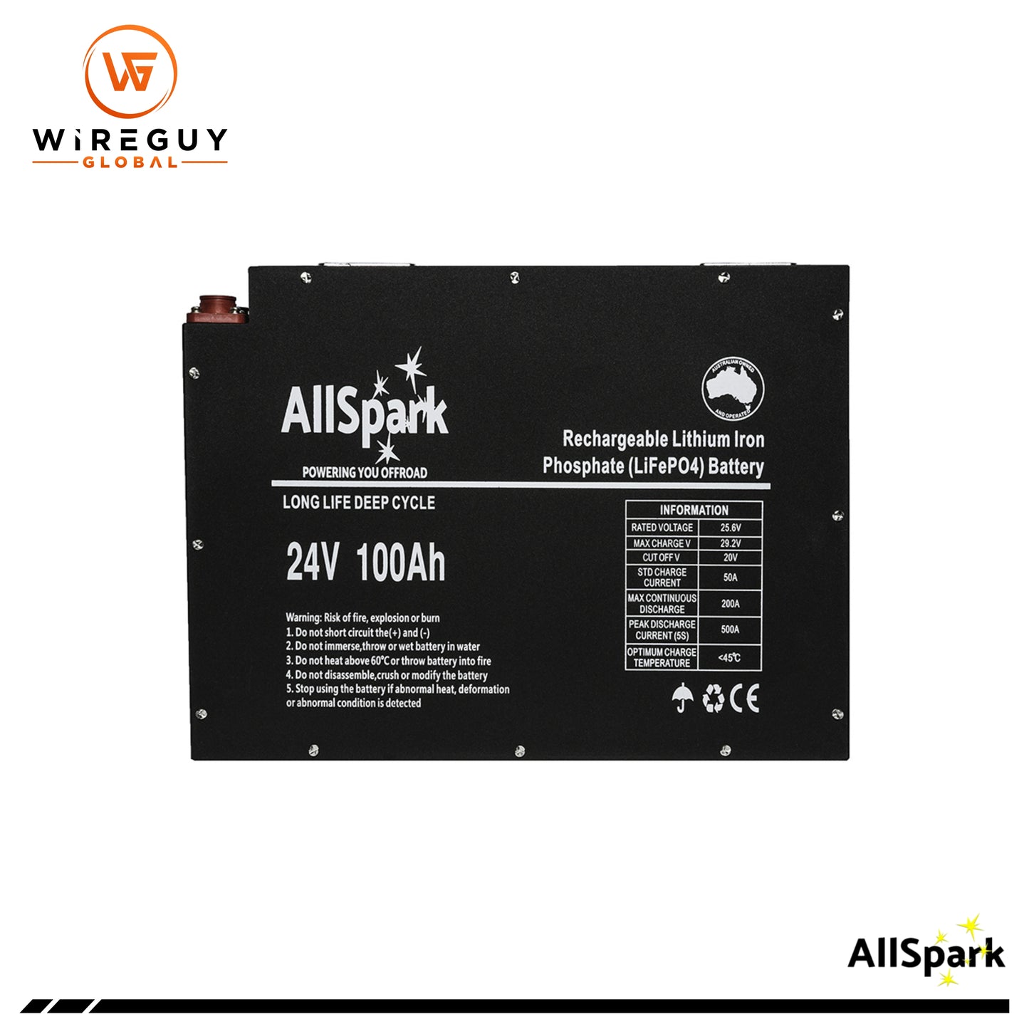 AllSpark Slimline 24V 100ah High Performance LiFePO4 Lithium Battery