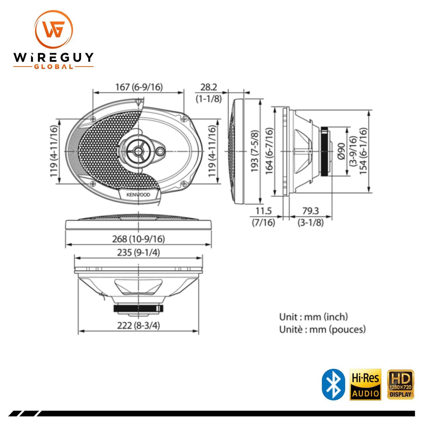 Kenwood KFC-S6976EX 6×9 inch 3-Way Stage Sound Speaker