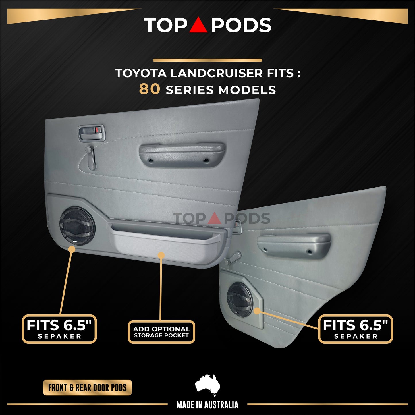 80 Series TOYOTA Land Cruiser Front & Rear Speaker Pods with Storage Pockets