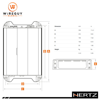 Hertz DP 4.300 Dieci Power 4-Channel Car Amplifier 60W RMS x 4