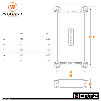 Hertz HCP 5D 5-Channel Car Amplifier 50W RMS x 4 at 4 OHMS + 280W RMS x 1 AT 2 OHMS