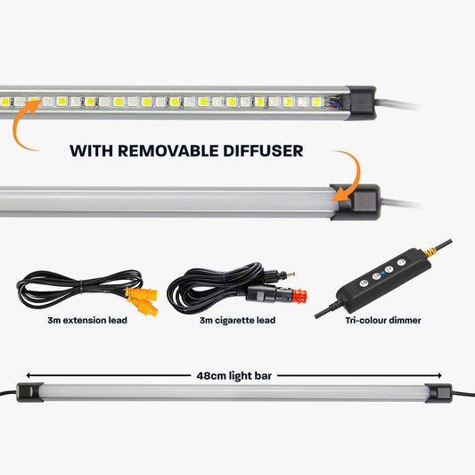 Hardkorr 50cm Tri-Colour LED Light Bar Kit with Diffuser