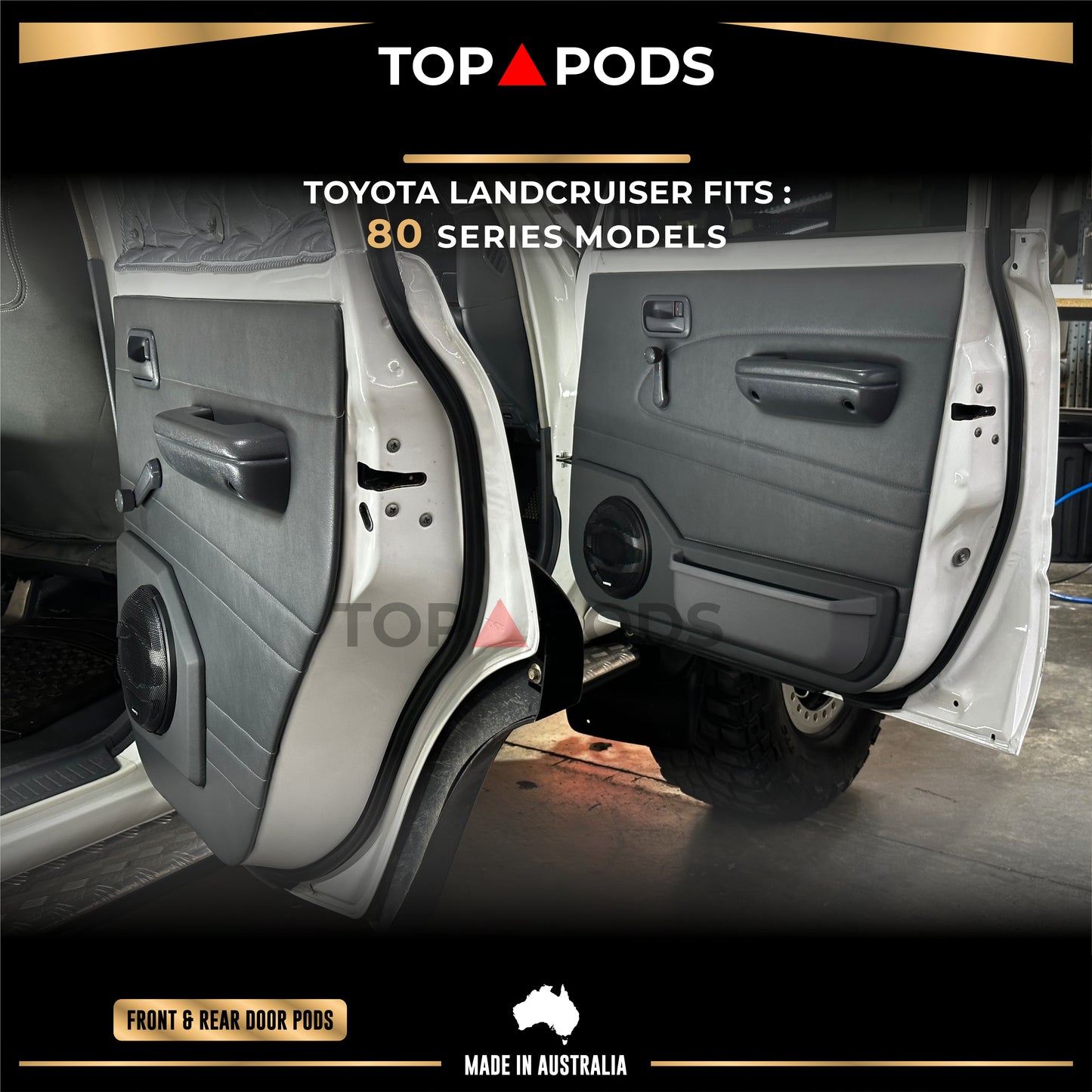 80 Series TOYOTA Land Cruiser Front & Rear Speaker Pods with Storage Pockets