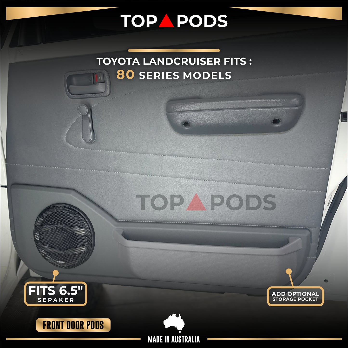 80 Series TOYOTA Land Cruiser Front & Rear Speaker Pods with Storage Pockets