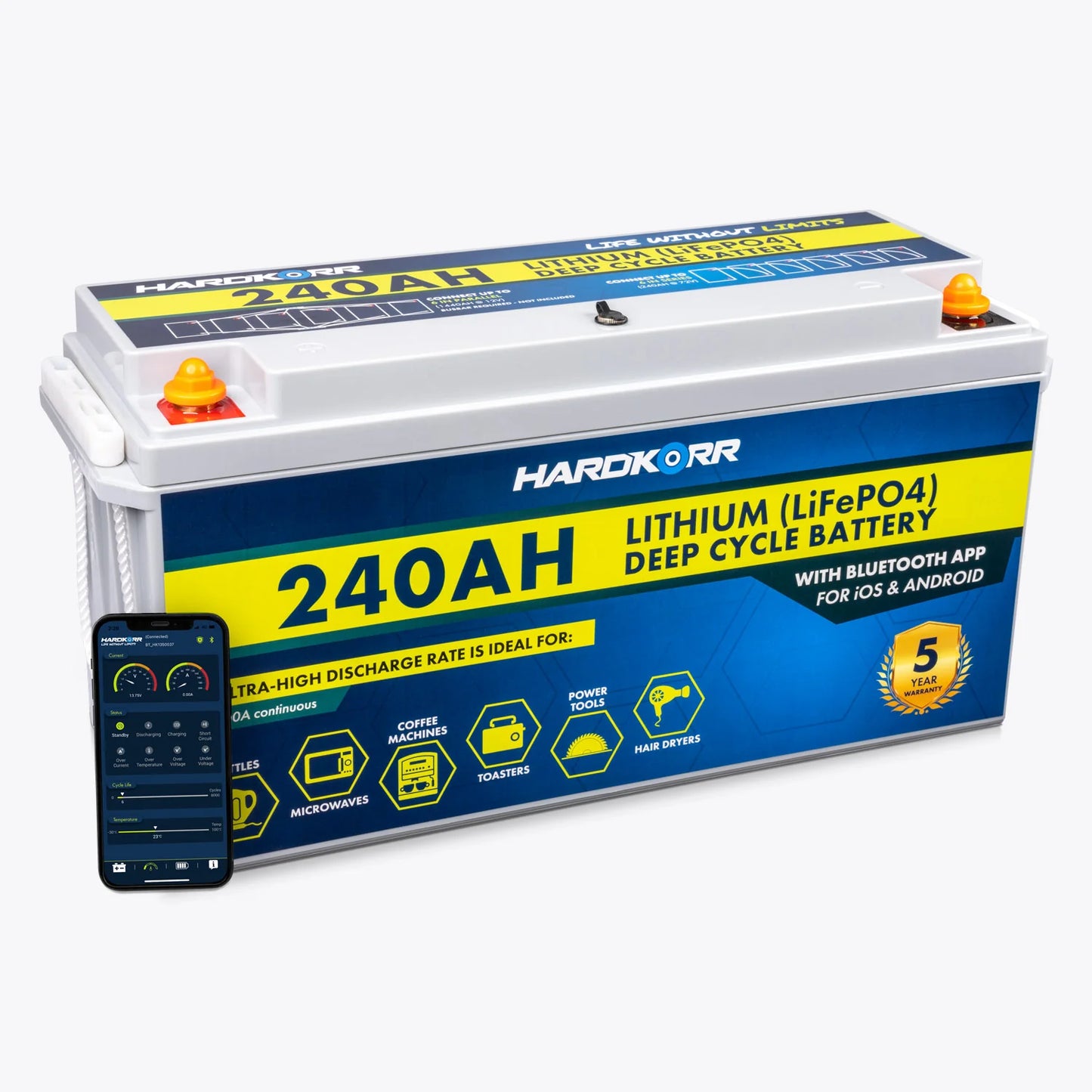 Hardkorr 240Ah Lithium (LiFePO4) Deep Cycle Battery w/Bluetooth