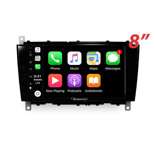 Nakamichi Android Wireless Apple CarPlay & Android Auto Sat Nav Solution for Mercedes C-Class 2004-2006 W203